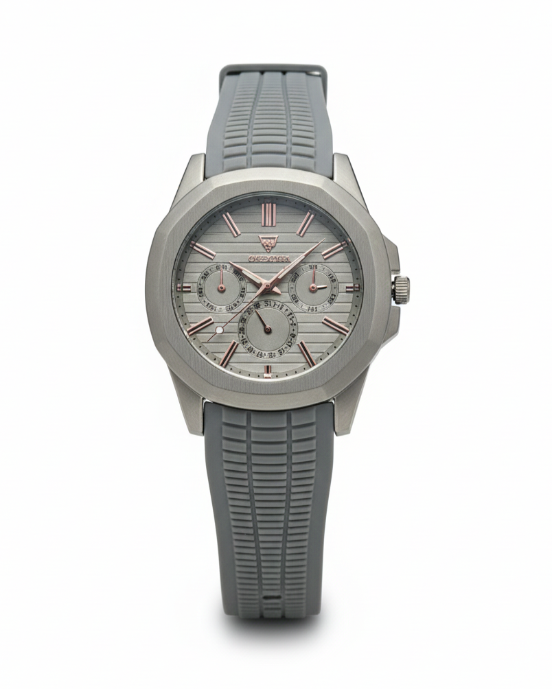 Sleek Grey Multifunction Sport Watch