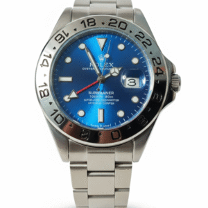 Stainless Steel Blue Dial GMT-Style Travel Watch
