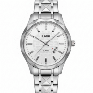 Faceted Stainless Steel Quartz Watch with Distinctive Link Bracelet