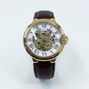 Elegance & Intricacy: Gold-Tone Automatic Skeleton Watch